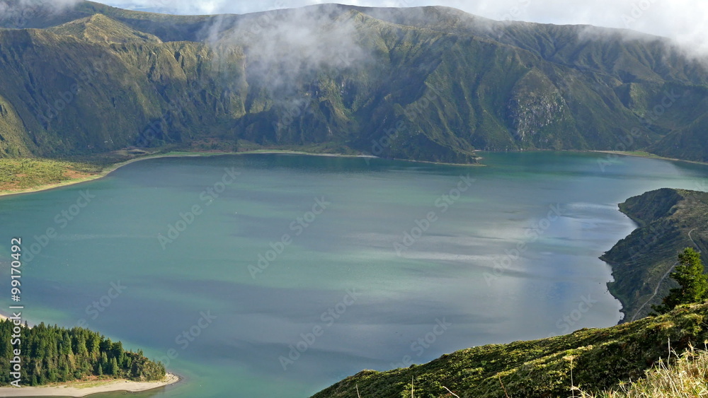 Lagoa do Fogo and green valley on San Miguel island of Azores
Lagoa do Fogo and green valley on San Miguel island of Azores