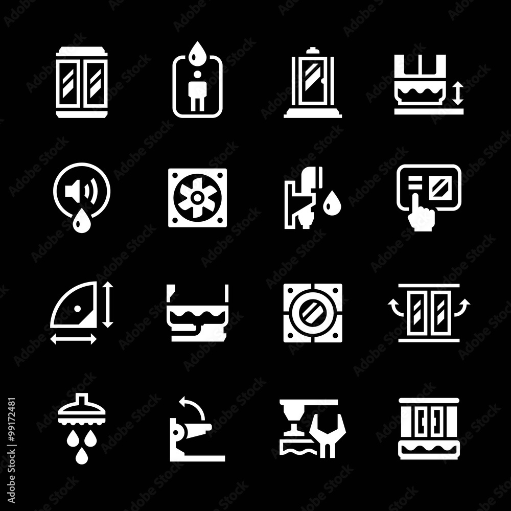 Set icons of shower cabin Set icons of shower cabin