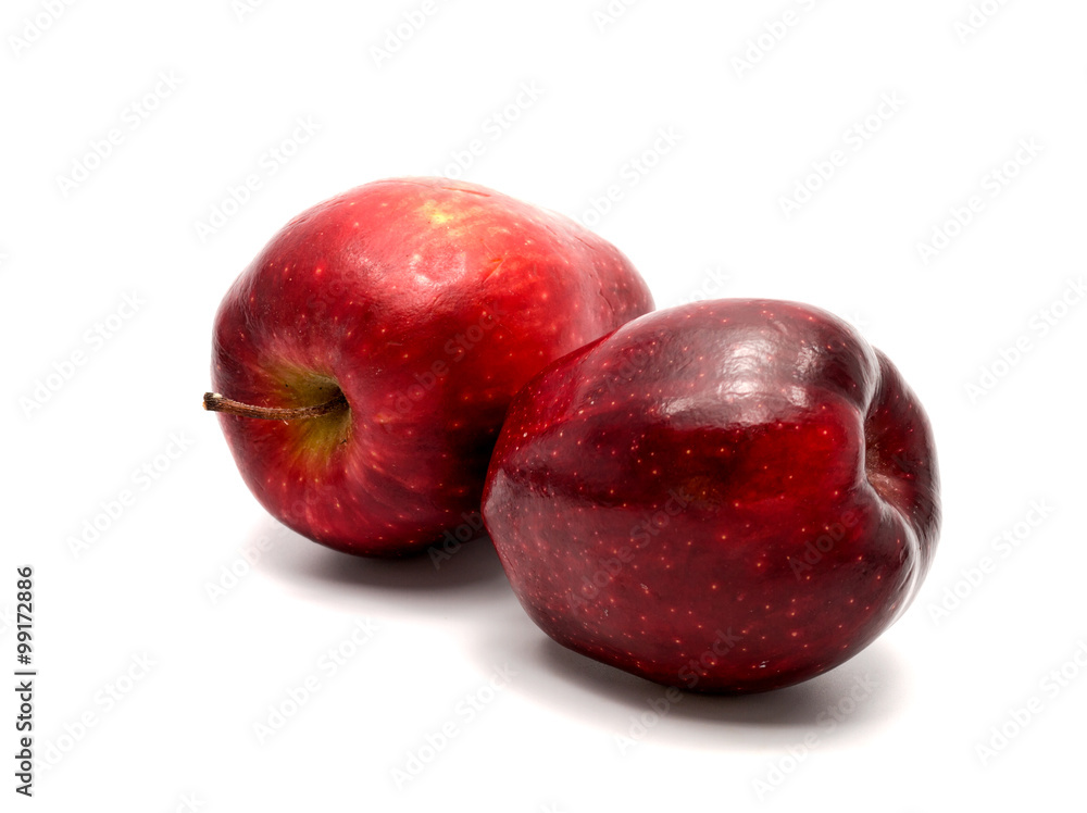 red apples over white background