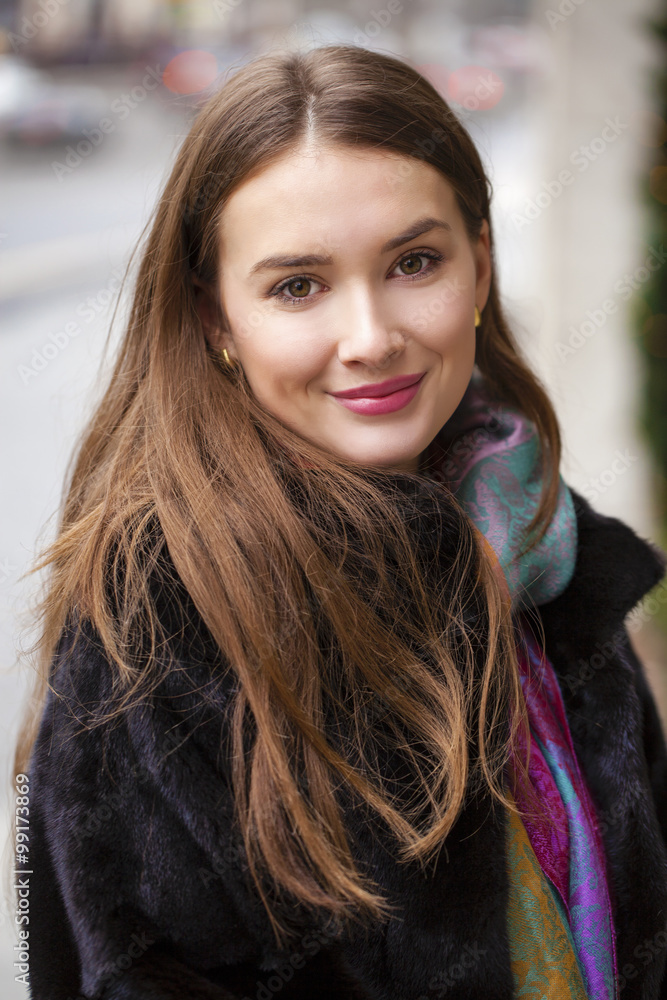 Young beautiful woman in stylish mink coat Young beautiful woman in stylish mink coat
