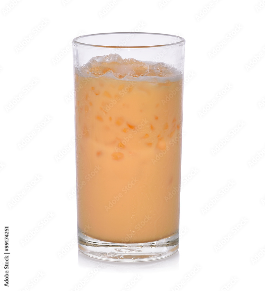 milk ice tea on white background milk ice tea on white background