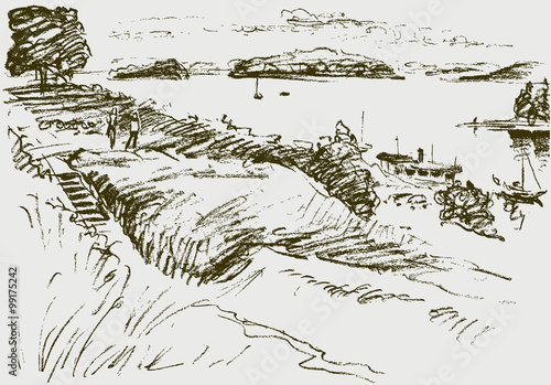 sketch of the riverside