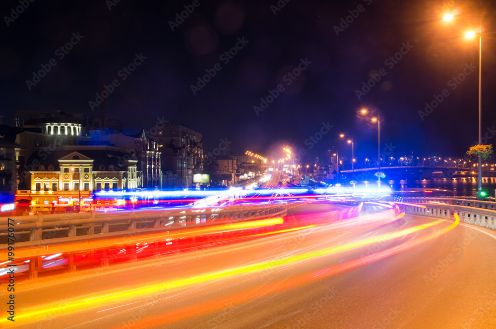 Fast cars on the night street Fast cars on the night street
