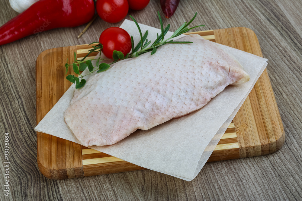 Raw duck breast