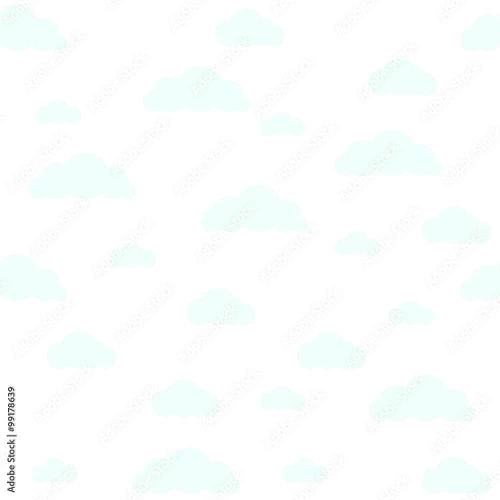 Baby vector seamless pattern. Light fun blue sky print for textile fabric. Kids room decor stickers for wall, furniture, surfaces.