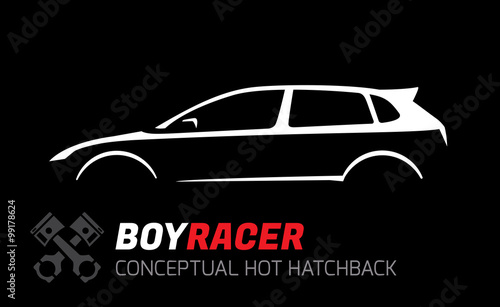 Boy Racer Modern Hot Hatchback Car Silhouette Concept Vector Design photo