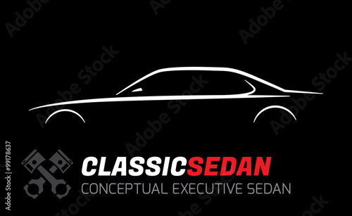 Classic executive sedan car silhouette vector design concept
