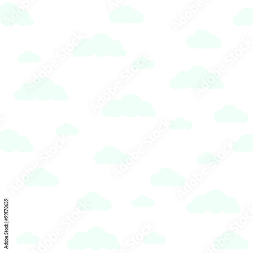 Baby vector seamless pattern. Light fun blue sky print for textile fabric. Kids room decor stickers for wall, furniture, surfaces.