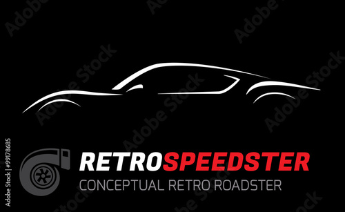Conceptual retro style turbo power sports car silhouette vector design