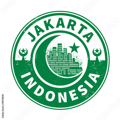 Stamp or emblem with text Jakarta, Indonesia inside