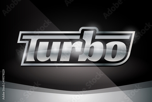 Chrome Vehicle Turbo Badge on Stylish Black Background - Vector Design