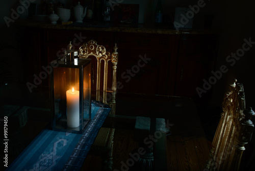 Wallpaper Mural Two chairs table lamp with a candle Torontodigital.ca