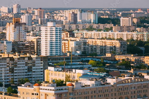 Aerial urban view, cityscape of Minsk, Belarus