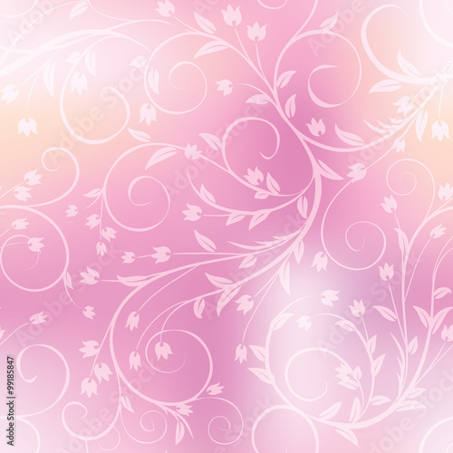 Seamless floral pattern on blurred background