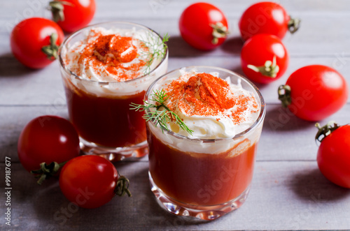 Appetizer of tomato and cream