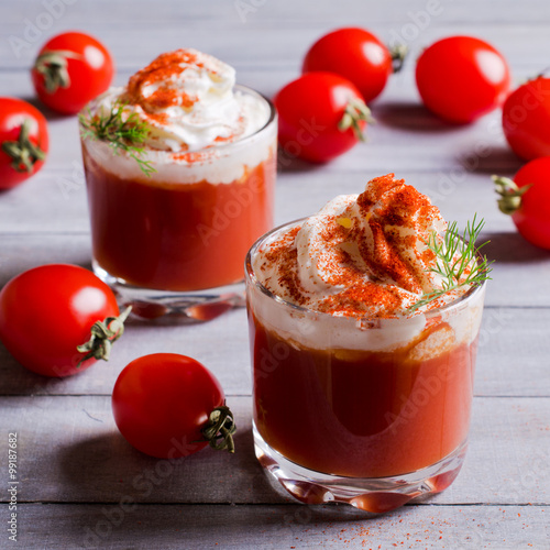 Appetizer of tomato and cream