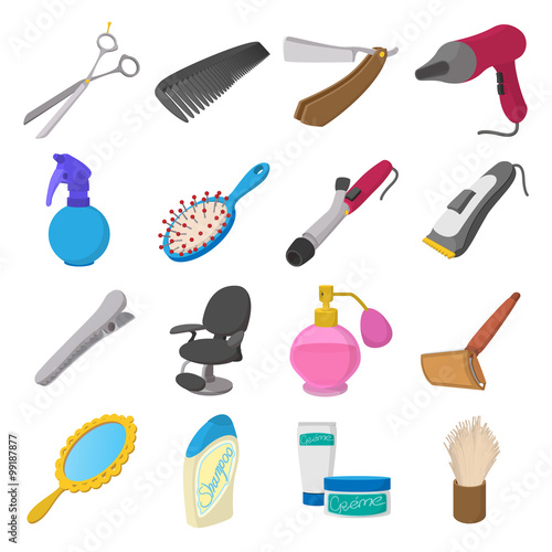 Barber shop cartoon icons