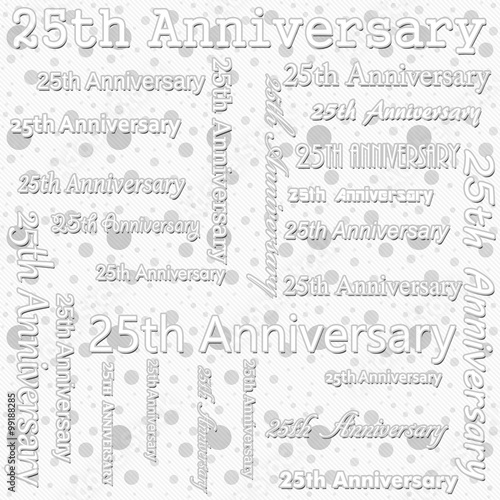 25th Anniversary Design with Gray and White Polka Dot Tile Patte