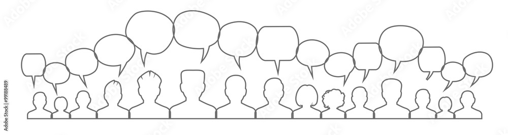 Icons of people with speech bubbles. . Icons of people with speech bubbles. .