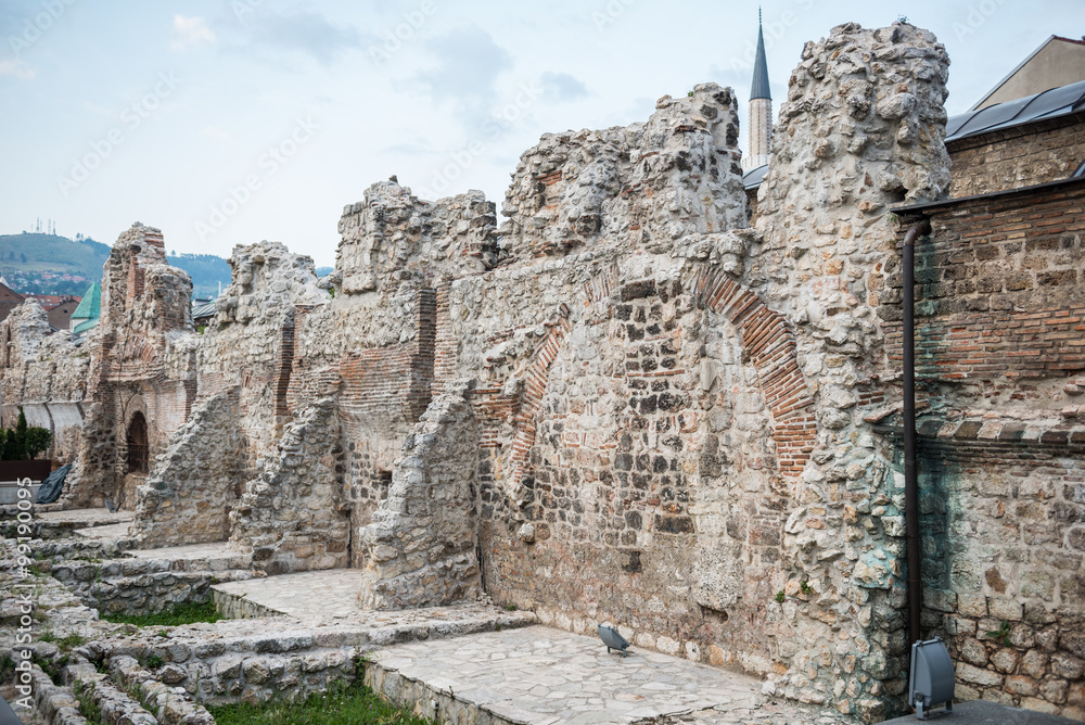 Ruins of Taslihan inn in Sarajevo, Bosnia and Herzegovina