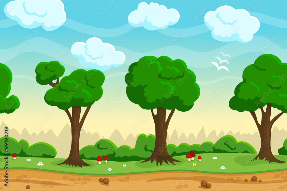 Seamless cartoon game landscape Seamless cartoon game landscape