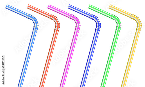 Isolated cocktail straws on white background