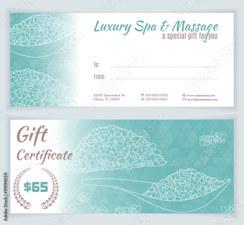 Spa, massage gift certificate template