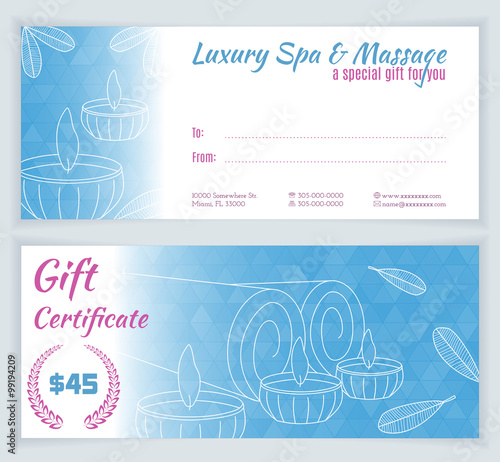 Spa, massage gift certificate template