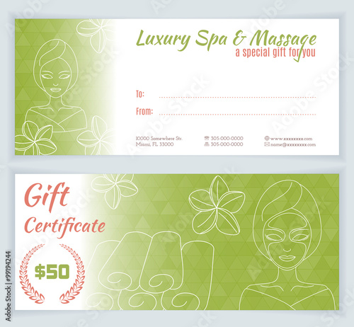 Spa, massage gift certificate template