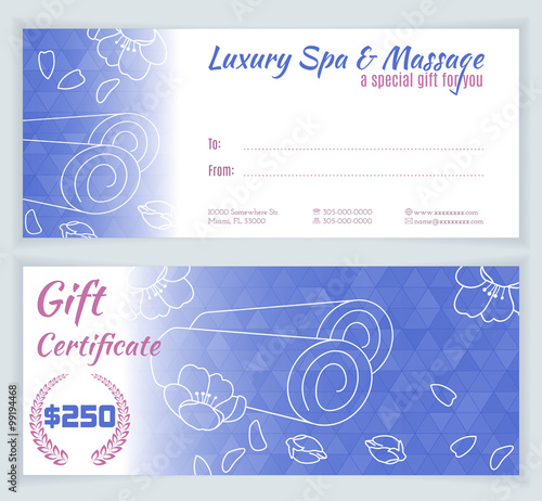 Spa, massage gift certificate template