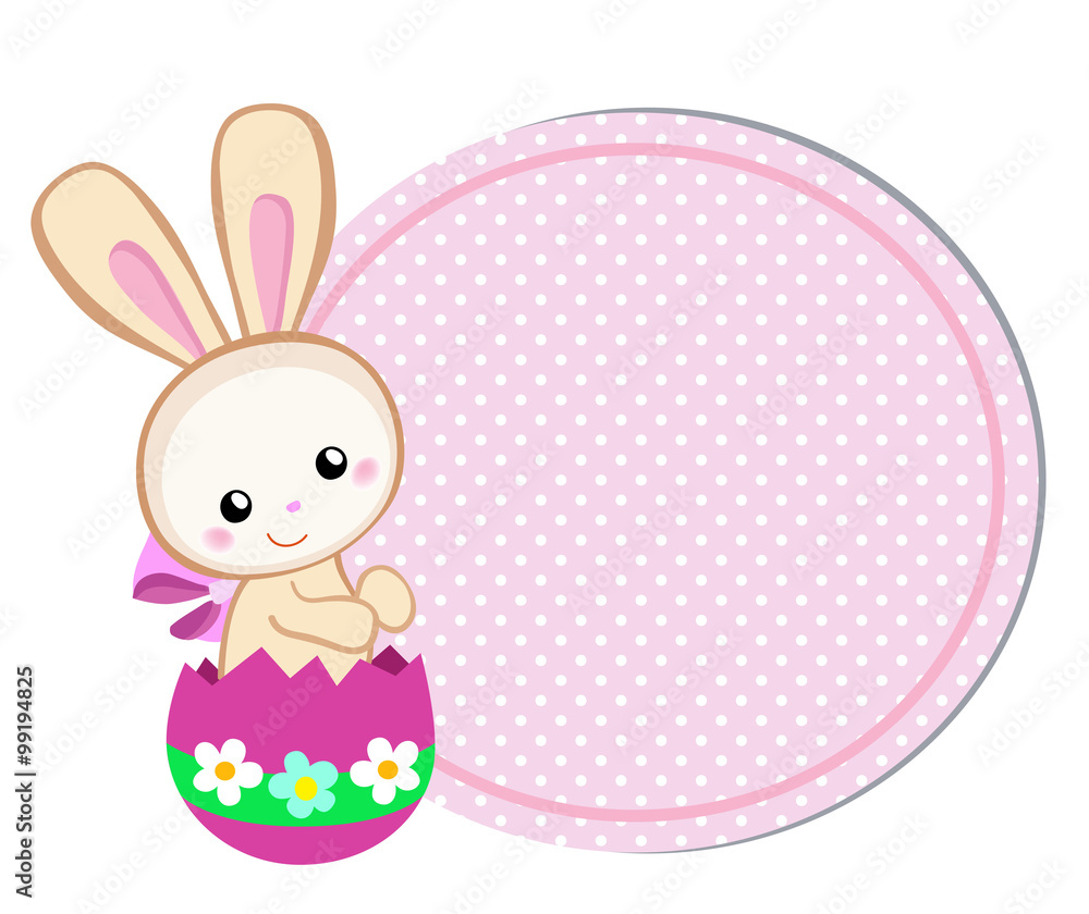 Happy Easter. Cute Easter bunny sitting in egg. Vector illustration. Set Isolated separately on white background. Happy Easter. Cute Easter bunny sitting in egg. Vector illustration. Set Isolated separately on white background.