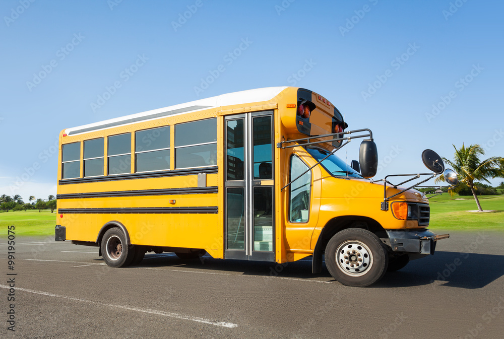 School buss standing on the parking