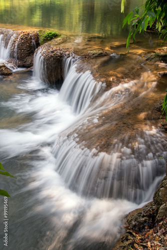 Beautiful flowing waterfall on the rock