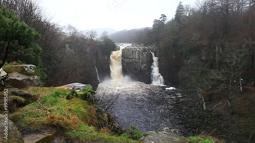 high force waterfall in flood middleton teesdale uk
