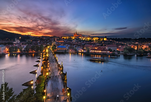 Charles bridge sunset, Prague, Czech republic