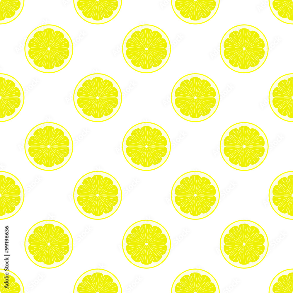 Lemon slices on white background seamless pattern