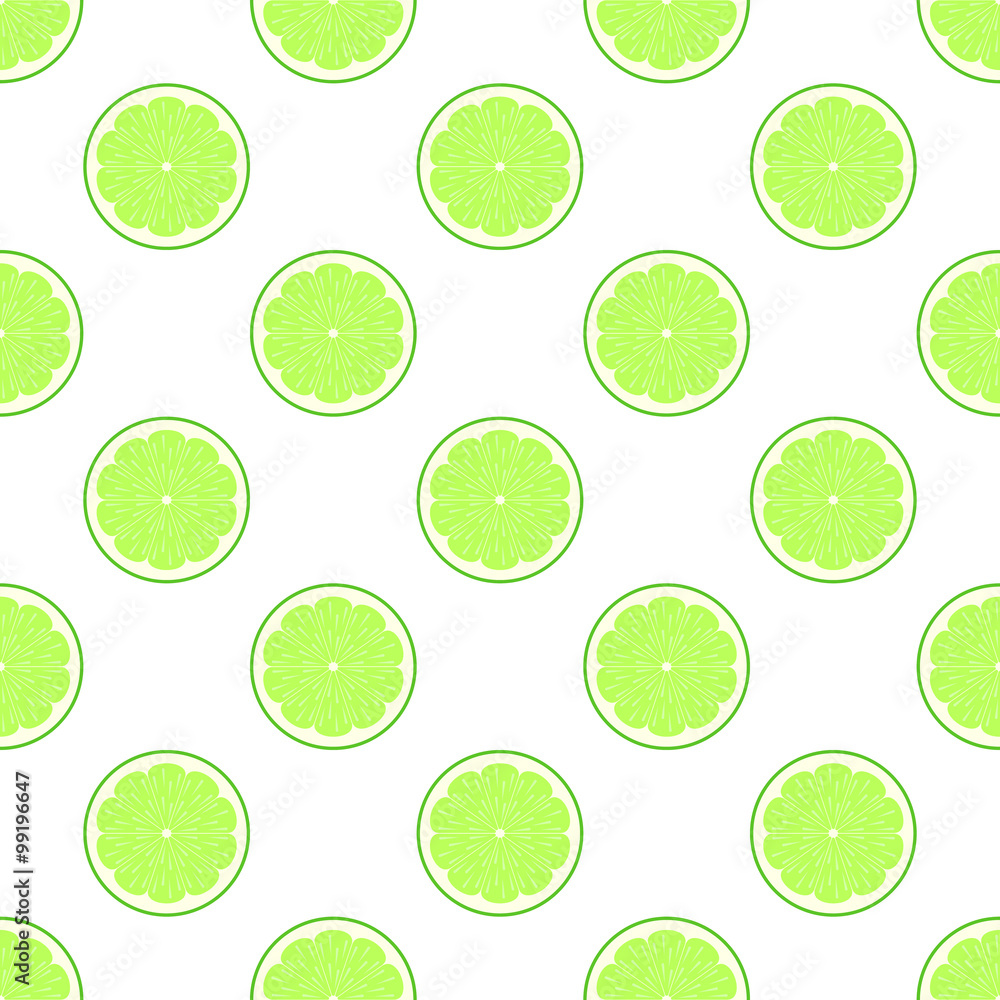 Lime slices on white background seamless pattern Lime slices on white background seamless pattern