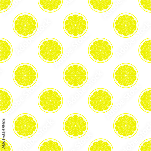 Lemon slices on white background seamless pattern