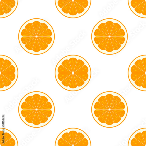 Orange slices on white background seamless pattern
