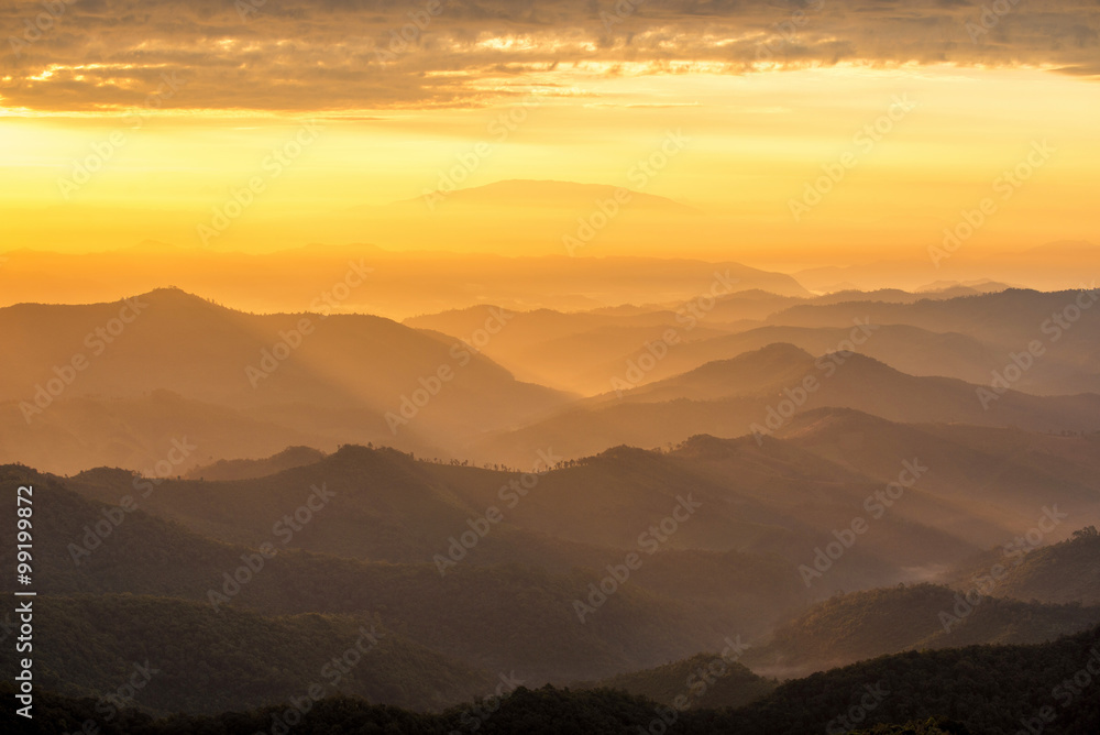 Beautiful sunrise mountain landscapes