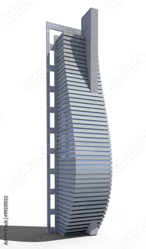 Futuristic city architecture of skyscraper with the isolation work path included in the jpg file, for science fiction or fantasy backgrounds