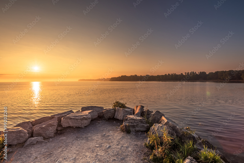 View of a beach at a Provincial Park in Ontario Canada during sunrise View of a beach at a Provincial Park in Ontario Canada during sunrise
