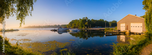 View of a beach at a Provincial Park in Ontario Canada during sunrise