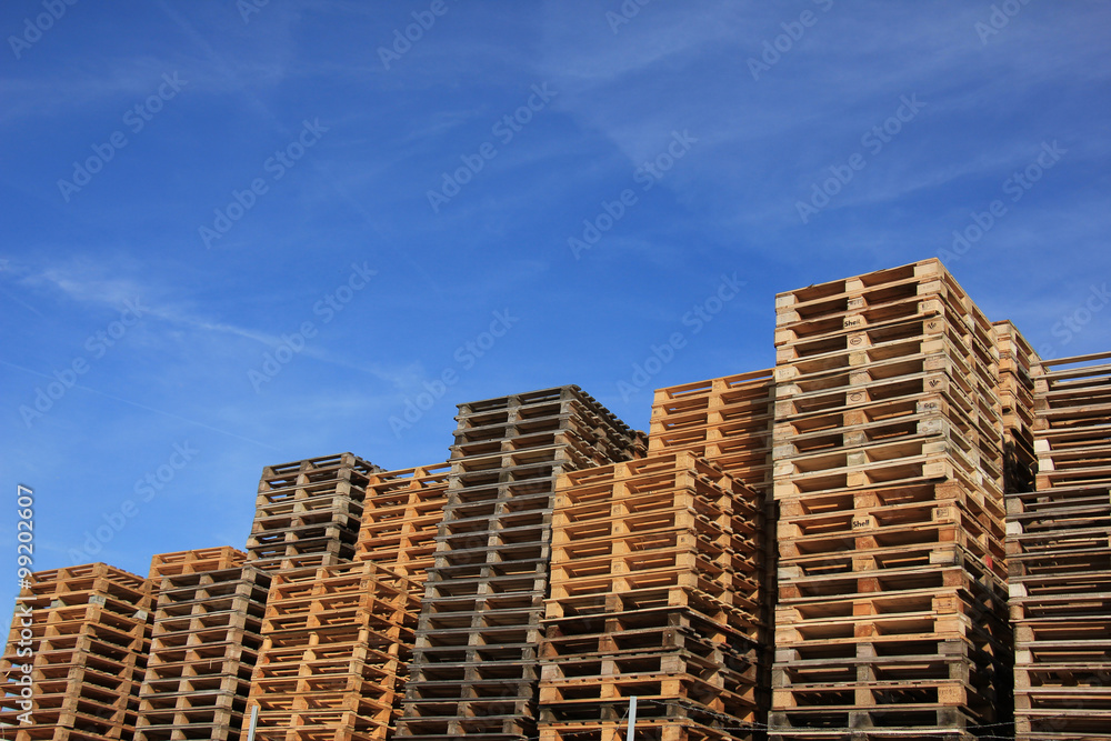 Stacked wooden pallets Stacked wooden pallets