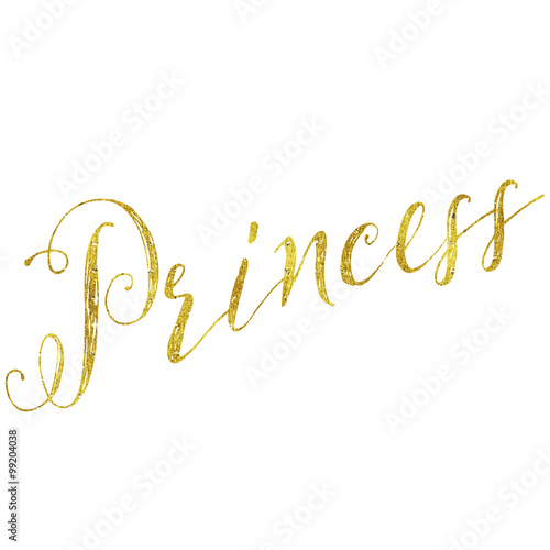 Princess Gold Faux Foil Metallic Glitter Quote Isolated on White