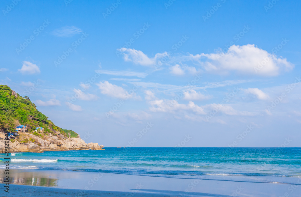 beautiful beach with blue water on the island