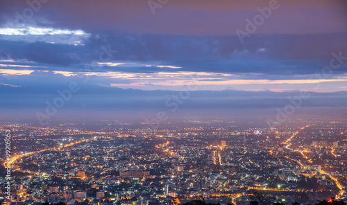 beautiful sunrise view point of chiang mai city , Thailand