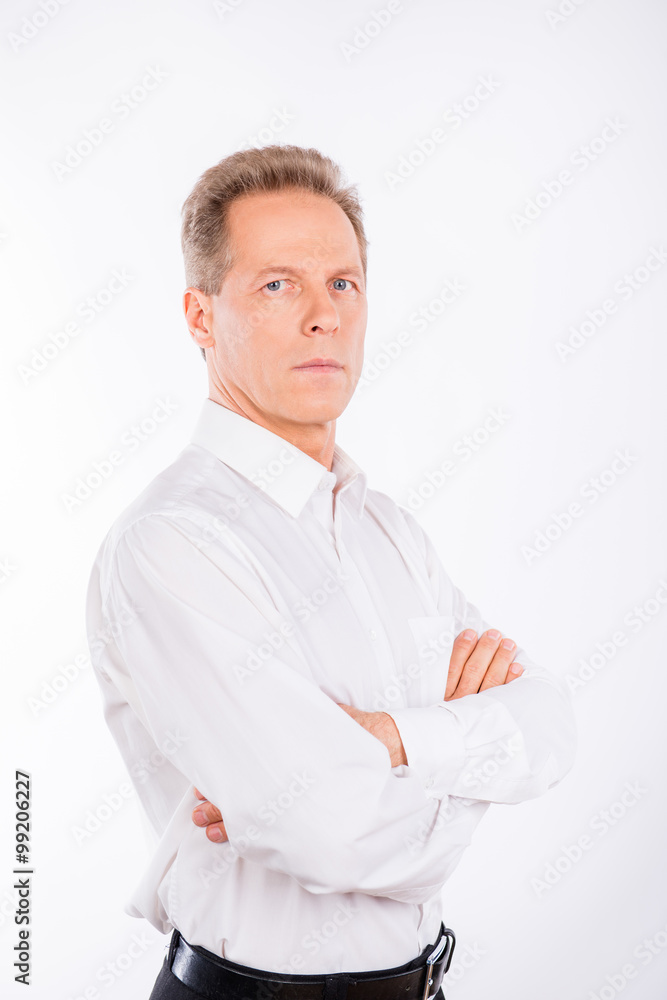 Influential man in a shirt on a white background Influential man in a shirt on a white background