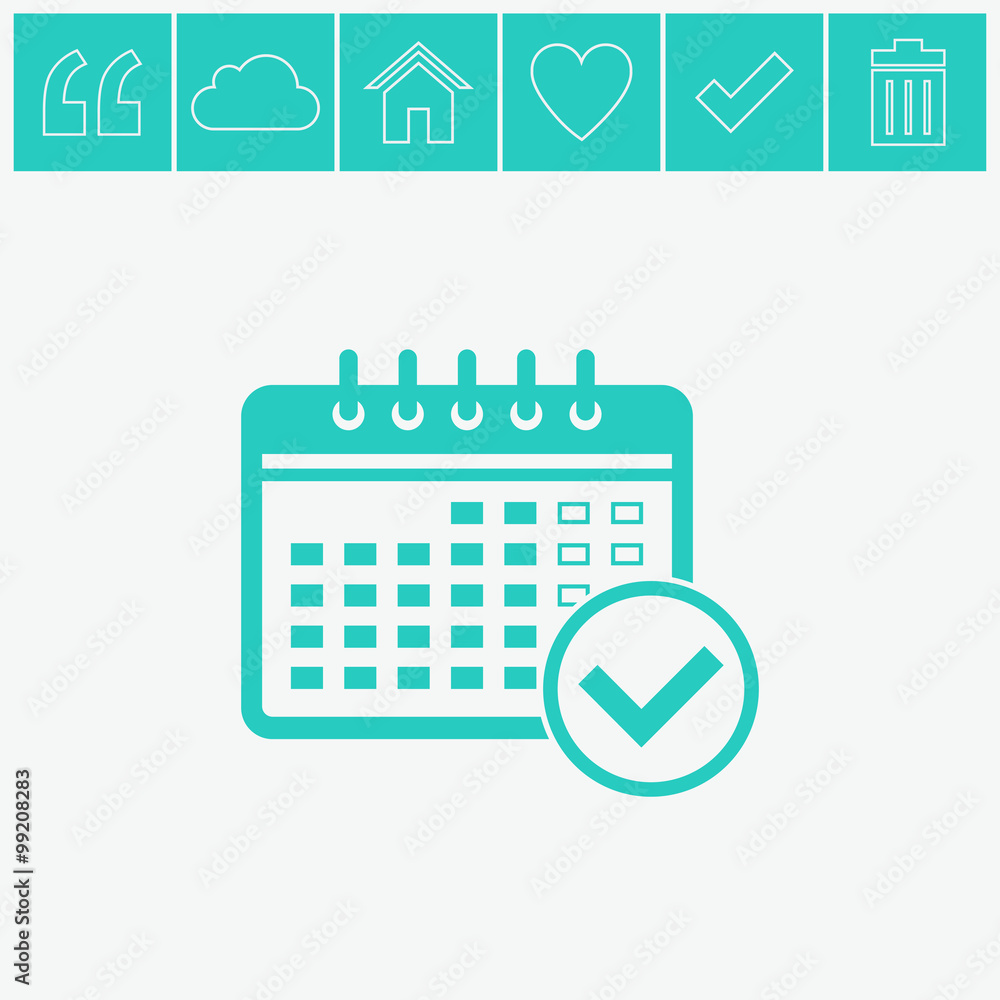 Calendar Icon with check. Calendar Icon with check.