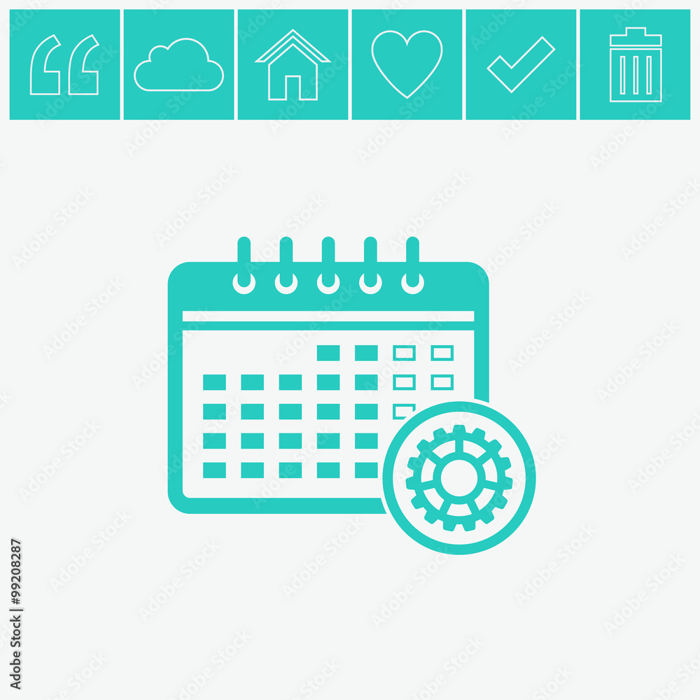 Calendar Icon with cogwheel. Calendar Icon with cogwheel.